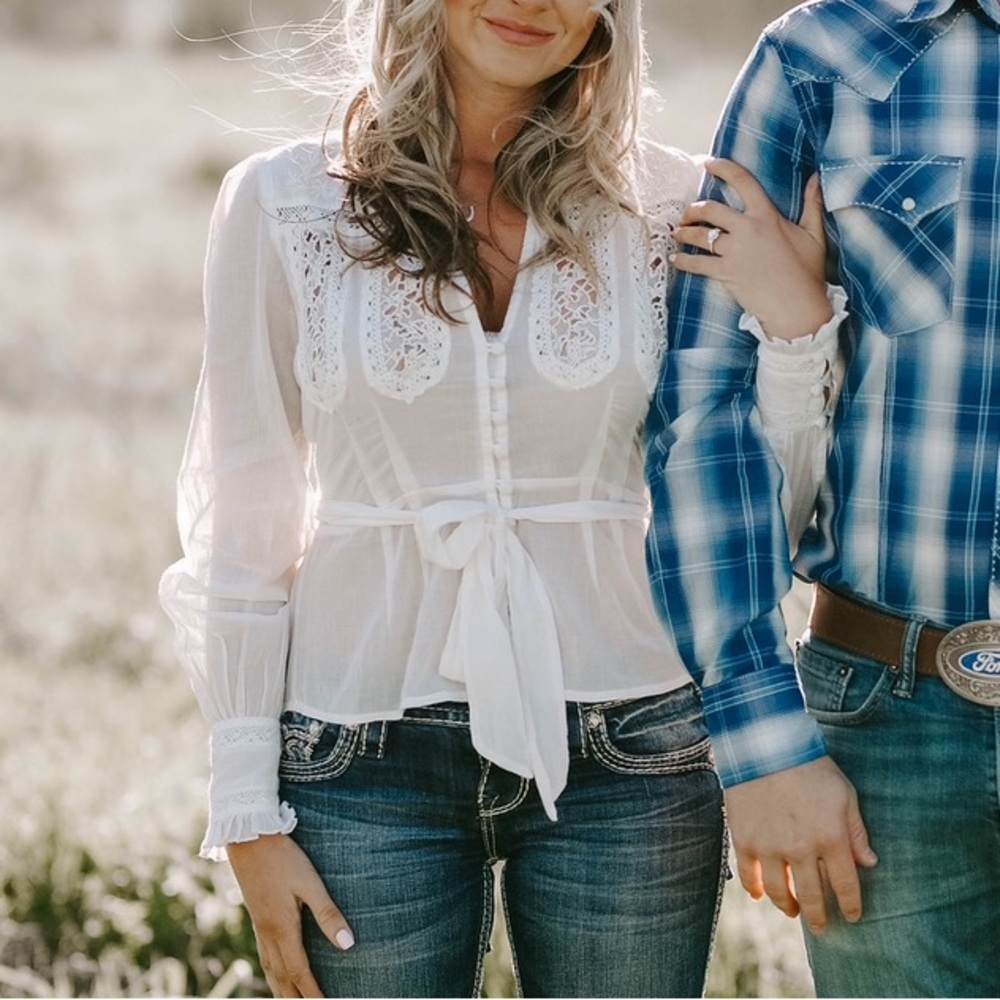 Free People White Lace Blouse